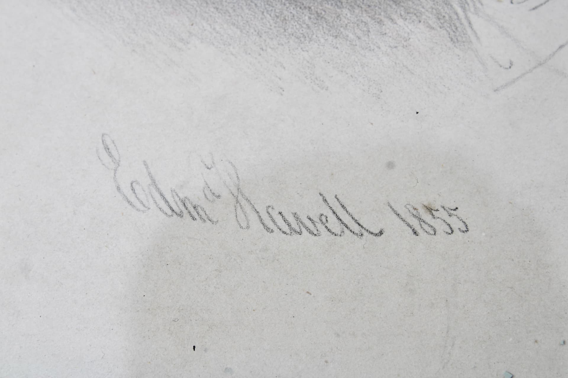 Detail of the pencil signature and date, 1855