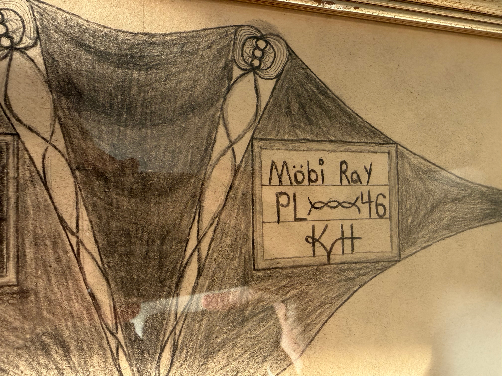 Detail: plate label with title, series number, and artist's mark